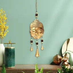 duli Metal Wallhanging Buddha Showpiece with Charm Bell Decorative Door Hanging Brass Windchime-picture-26