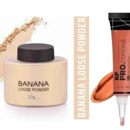 Base Primer, Orange Concealer To Hide Dark Spot With Banana Oil Control Loose Powder & One Sponge For Face Makeup combo-image-78