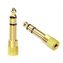 Gold Plated (Pack of 2) 6.35mm TRS Male Plug To 3.5mm Stereo Female Audio Jack Ideal replacement or spare for headphones and earphones-image-66