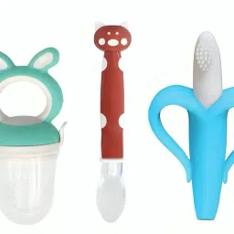 Baby BPA Free, Fruit Feeding Nibbler & Attractive Silicon Spoon & Banana Brush Feeder-25