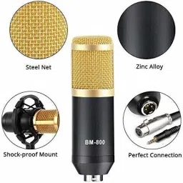 urban infotech BM800 Condenser Microphone Set with 2 Channel Audio Mixer for Podcasting Dubbing Microphone image 2