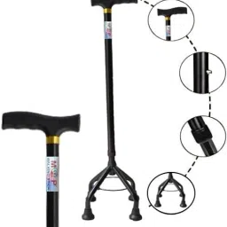 Elevated Black Quadripod Height Adjustable 4 Leg Walking Stick-image-5