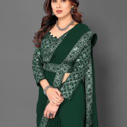 Embroidered Bollywood Chiffon Saree-12