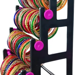 4 Step (Black with Pink) Bangle Stand,Bangle organizer,bangle display stand Jewellery Organizer-image-80