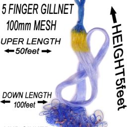 5 FINGER 100mm GILLNET MUD SINKER, HEIGHT 5F, UP LENGHT 50F, DOWN LENGHT 100F Fishing Net-image-56