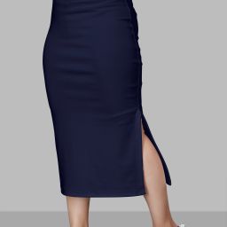 Women Solid Pencil Blue Skirt-image-33