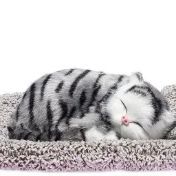 littlin Real Looking Sleeping Cat Soft Toy with Sound - 10 cm image 2