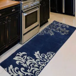 saral home Blue Microfibre 71 x 20 Inches Machine Made Floor Runner-picture-5