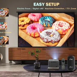 Livato Spark HD Android Projector with 5G WiFi and Bluetooth 5.0 Digital Keystone (5000 lm / 1 Speaker / Wireless / Remote Controller) Portable Projector image 3