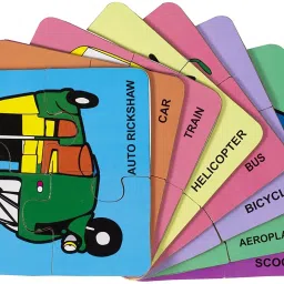Wooden 4 pcs Transport Interlocking Jigsaw Puzzle with 8 Picture for Kids-11