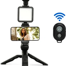 Alchiko Best Mini Live Streaming Tripod & LED Kit Flexible 360 Rotation with Shotgun Mic 250 lx Camera LED Light image 2