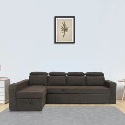 casacraft from pepperfry Galleria Fabric RHS Pull-Out Sofa Cum Bed in Chestnut Brown Colour with Storage-picture-18