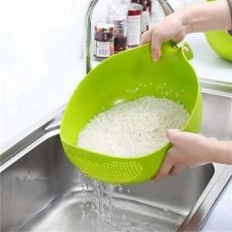 Vegetable Bowl Home Drain Sieve Wash Rice Bowl with Handle Practical Plastic ( Collapsible Colander-image-80