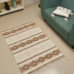 jutie pie Beige Shag 3 X 5 Cotton Hand Woven Carpet-picture-26