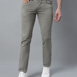 cantabil Men Regular Fit Light Green Pure Cotton Trousers-picture-5