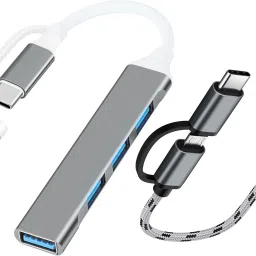 Foxne Point USB Type C to USB 3.0 OTG Cable USB 3.0 Hub (4-in-1) with Type-C & USB Dual Plugs, USB 3.0 USB Hub-1