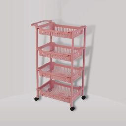 3d metro super store 4 Layer Plastic Rack With Caster Wheel Multipurpose Kitchen Storage Organizer PP Collapsible Wardrobe image 5