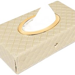 Beige-Tissue Box Leatherette Vehicle Tissue Dispenser-13