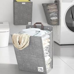 house of quirk Grey Polyester 7 Ltrs Laundry Basket-picture-21