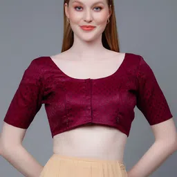 DUMMY SHAPE Woven Design Pure Cotton Maternity Saree Blouse-picture-24