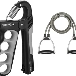 Gym Combo of 5-100kg Adjustable Hand Gripper with Toning Tube Fitness Accessory Kit Kit-image-39