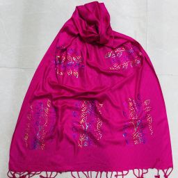 Self Design Viscose Women Pink Fancy Scarf-image-6