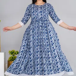 Women Gown Blue Ankle Length Dress-image-107