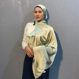 Solid Silk Women Gold Fancy Scarf-image-4