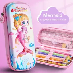 Trendy Mermaid 3D Emboss Print Stationery Storage Case For School, College Students For Daily Use, Easy to Clean & More Spacious,RP1144(25) Art EVA Pencil Box-image-48