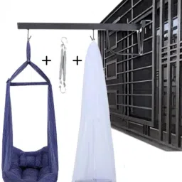 Baby Cradle With Mosquito Net, Spring, Separator, Pillow And Metal Window Rod-27