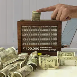A rustic brown wooden savings box, both decorative and practical Coin Bank-image-32