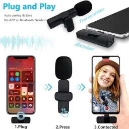 WIRKLICH Microphone for Type-C Android & iPhones Noise-Cancelling Lapel Mic for Youtubers Camera Microphone image 4