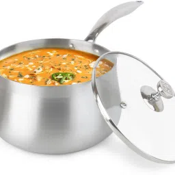 Triply Stainless Steel Sauce/Milk Pan with Glass Lid - 8 inch Sauce Pan 20.3 cm diameter with Lid 3.5 L capacity-14