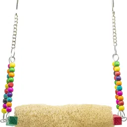 TOYS Interactive Natural Mesh Bird Wooden Swing Colorful Natural Wood Parrot Toys Cage Accessories Resting Toy Wooden Training Aid For Small & Medium Bird & Parrots Wooden Training Aid, Chew Toy For Bird-image-24