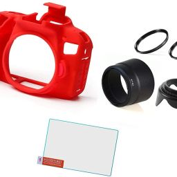 FND Camera Case Hood Filter Kit for Canon DSLR 200D 18-55MM is STM & 55-250MM is STMLens Hood-image-66