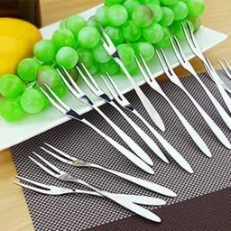 Stainless Steel Fork Fruit ,Cake for Hot Food/ (Pack of 24 Pcs) Steel Fruit Fork, Salad Fork, Dessert Fork Set-31