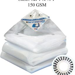 12FT X 7FT 150 GSM White Tarpaulin Tent - For Truck body, Car, Bike, Grain Covers, Pond Liners-image-52