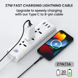 Portronics Lightning Cable 3 A 1 m Konnect X Type C to 8 PIN Cable 27W Fast Charging Cable with Data Transfer image 4