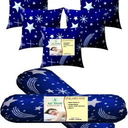 Combo Set of 5 Cushion And 2 Bolster Microfibre Abstract Bolster Pack of 7-image-103