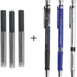 2.00mm Mechanical Pencils with 3 Lead Pencil (Set of 3, Blue-Black-Silver) Pencil-image-14