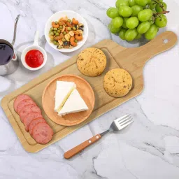 (1Pack) Natural Bamboo Wood Multipurpose Snacks/Pizza Serving Platter/ Food Tray Sizzler Tray-19