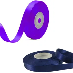 uniqon Pack of 2 (1.2cm X 18 Mtr) Satin Ribbon for Gift Wrapping (Purple & Dark Blue) Multicolor Satin Ribbon-picture-40