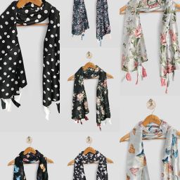 Printed Chiffon Women Multicolor Stole, Scarf, Fancy Scarf-image-22