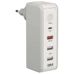 GM Cuba 18W Type A & Type C 4-Port Fast Charger (Adapter Only, 180 Degree Plug Rotation, White)-image-42