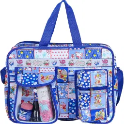 PVC Multiuses Teddy Print Mothers Bag/Diapers Bag With Handle (Blue) Diaper-image-27
