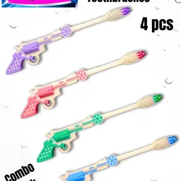 bigbro Kids Toothbrush with Extra Soft Bristles Gun Design Toothbrushes (Pack of 4) Extra Soft Toothbrush image 2