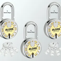 Round 65mm 8 Same Keys 3 Padlocks for home door gate shutter Brass Combination Padlock-image-47