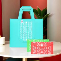 Pack of 3 Smile Foldable Shopping Bags For Women | Blue, Green & Red Pack of 3 Grocery Bags-image-85