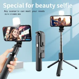 BUFONA Bluetooth Selfie Stick Tripod Stand with Shutter Remote, Flash Light +Carry Bag Tripod, Monopod, Monopod Kit, Tripod Kit image 2