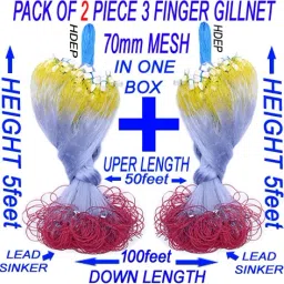 PACK OF2PIECE 3FINGER70mmGILLNET LEAD SINKER,HEIGHT4F,UPLENGHT50F,DOWNLENGHT100F Fishing Net-0